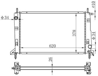 RADYATÖR BRAZİNG MONDEO 1.6-1.8-2.0 92-00 MEK 620X378X26 resmi