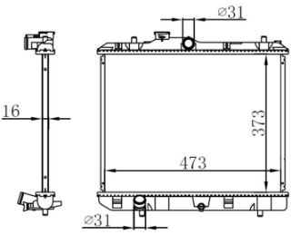 RADYATOR BRAZİNG MT 373X473X16 SPLASH 1.0İ/1.2İ 08 / OPEL AGİLA 07 630707 resmi