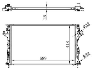 RADYATÖR BRAZİNG LAGUNA II 1.6İ-1.9DCI-2.0İ 01 MEK 689X418X26 resmi