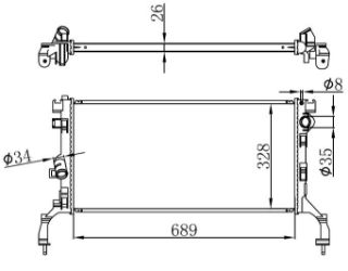 RADYATÖR BRAZİNG LATITUDE 1.5 DCİ-LGN III 1.5 DCİ 07 MEK. 689X328X26 resmi