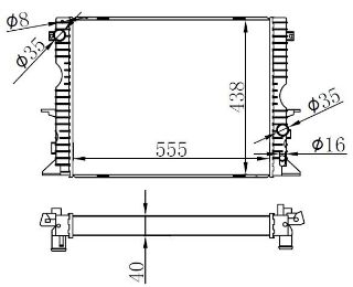RADYATOR BRAZİNG MT 555X438X40 DEFENDER 2.2 TD4 1998 64311A-PCC107480 resmi