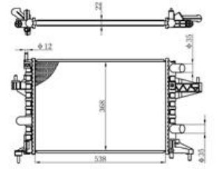 RADYATÖR BRAZİNG CORSA C-COMBO-TIGRA 1.0-1.2-1.2 16V-1.4-1.4 16V AC KLİMASIZ MEK 538X368X22 resmi