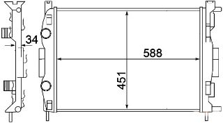 RADYATÖR BRAZİNG MGN II 02 SCENİC 03 1.5-1.9DCİ/1.4-1.6-2.0 16V AC KLİMASIZ MEK 585X428X32 resmi