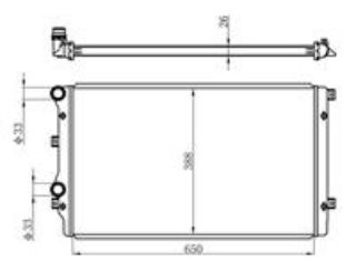 RADYATÖR CADDY III-GOLF V-PASSAT-A3-ALTEA-TOLEDO III-OCTAVIA 1.9TDI AC KLİMASIZ MEK BRAZ 650X388X26 resmi