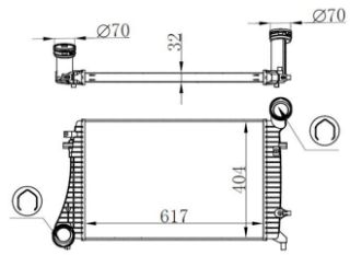 TURBO RADYATÖRÜ İNTERCOOLER CADDY III A3 JETTA III TOURAN GOLF V ALTEA LEON TOLEDO PASSAT 1,9/2,0TDI 04>10 617X406X32 AT/MT SANZUMAN resmi
