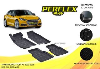 PERFLEX 3D X-MAT HAVUZLU PASPAS ÇEŞİTLERİ SİYAH AUDI A1 2010-2018 3D X-MAT 5 PCS resmi