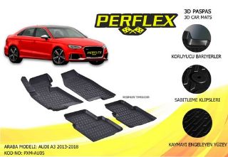 PASPAS 3D X-MAT HAVUZLU AUDI A3 13 SİYAH resmi