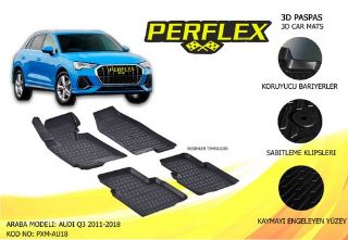 X PASPAS 3D X-MAT HAVUZLU AUDI Q3 12 SİYAH resmi