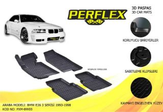 PERFLEX 3D X-MAT HAVUZLU PASPAS ÇEŞİTLERİ BEJ BMW E36 3 SERİSİ 1993-1998 1193-1998 3D X-MAT 5 PCS resmi