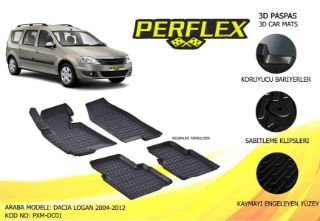 PERFLEX 3D X-MAT HAVUZLU PASPAS ÇEŞİTLERİ BEJ DACİA LOGAN 2004 2004 3D X-MAT 5 PCS resmi