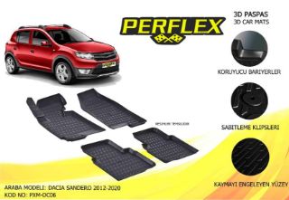 PERFLEX 3D X-MAT HAVUZLU PASPAS ÇEŞİTLERİ BEJ DACİA SANDERO 2008-2013 3D X-MAT 5 PCS resmi