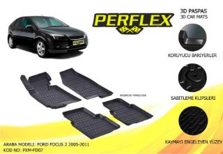 PERFLEX 3D X-MAT HAVUZLU PASPAS ÇEŞİTLERİ BEJ FORD FOCUS II 2005-2011 3D X-MAT 5 PCS resmi