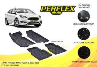 PERFLEX 3D X-MAT HAVUZLU PASPAS ÇEŞİTLERİ BEJ FORD FOCUS III 2012 3D X-MAT 5 PCS resmi