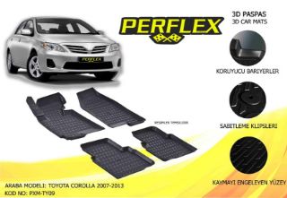 PERFLEX 3D X-MAT HAVUZLU PASPAS ÇEŞİTLERİ BEJ TOYOTA COROLLA 2007-2013 3D X-MAT 5 PCS resmi