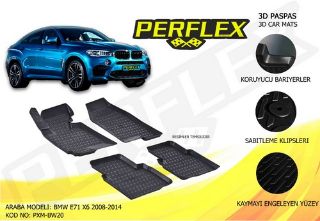 PERFLEX 3D X-MAT HAVUZLU PASPAS ÇEŞİTLERİ SİYAH BMW E71 X6 2008-2014 3D X-MAT 5 PCS resmi