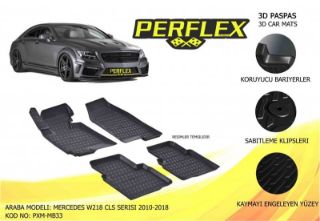 PERFLEX 3D X-MAT HAVUZLU PASPAS ÇEŞİTLERİ SİYAH MERCEDES W218 CLS SERİSİ 2010-2018 3D X-MAT 5 PCS resmi