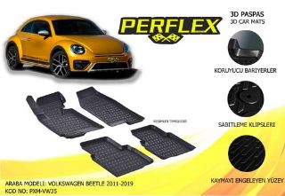 X PASPAS 3D X-MAT HAVUZLU VOLKSWAGEN BEETLE 12 SİYAH resmi