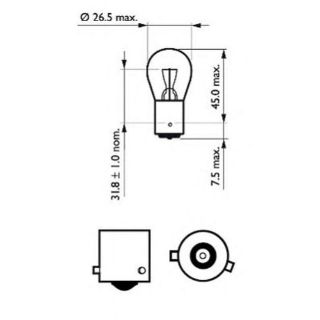 AMPÜL 93 12V 21W KIRMIZI TERS YAKIN TIRNAK resmi