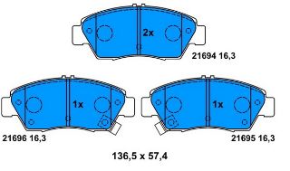 FREN BALATASI ÖN CİVİC 96>01 1.6 16V VTEC CRX 91> CR-Z 10> resmi