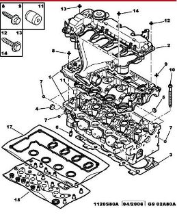 SİLİNDİR KAPAĞI P407 P307 P308 P508 C4 C5 II C5 III C8 P807 EXPERT III JUMPY III P607 (DW10BTED4) (2,0 HDI 16V) FOCUS II C MAX MONDEO IV KUGA I GALAXY 2,0TDCI 16V (SUBAPLI) resmi