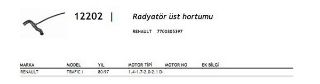 RADYATÖR ÜST HORTUMU TRAFİC 80 - 97 resmi