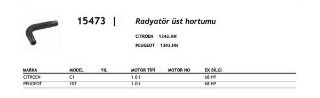 RADYATÖR ÜST HORTUMU CITROËN C1 I 1.0 i resmi