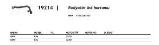 RADYATÖR ÜST HORTUMU E46 318 / 320 D resmi