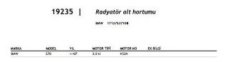 RADYATÖR ALT HORTUMU E70 3.0 SI N52N  - 07 N52N resmi