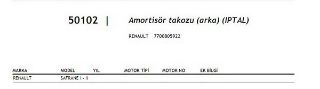 AMORTİSÖR TAKOZU (ARKA) SAFRANE I 0 resmi