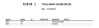 VİRAJ DEMİR LASTİĞİ ARKA  BM E36-Z3  91-99 resmi