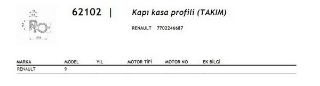 KAPI KASA PROFILI ( TAKIM ) ( RENAULT R9 ) resmi