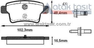 FREN BALATA ARKA CITROEN C4 PICASSO (UD) 1.6 HDI 2006-2013 / CITROEN C4 GRAND PICASSO (UA) 1.6 HDI 110 HP 2006- resmi