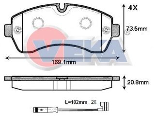 FREN BALATA ÖN FISLI 20.8MM VW CRAFTER CIFT TEKER 2006-2018 / MERCEDES SPRINTER CIFT TEKER 2006-2018 / MERCEDES SPRINTER TEK TEKER 2018- / MERCEDES SPRINTER CIFT TEKER 2018- resmi