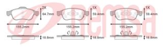 FREN BALATA ÖN İKAZLI 18.8MM FIAT 500X 1.3 MJT - 1.4 - 1.6 MJT 2014- / JEEP RENEGADE (BU) 1.4 - 1.6 CRD - 2.0 CRD 2014- resmi
