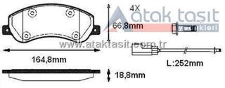 FREN BALATA ÖN FISLI 18.80MM FORD TRANSİT (V347) 2.4 TDCI - 3.2 TDCI (ARKADAN ITISLI) 2006-2014 / TRANSİT (V348) 2.2 TDCI - 3.2 TDCI 2006-2014 / VW AMAROK 2.0 TDI - 2.0 BITDI - 2.0 TSI 2010- resmi
