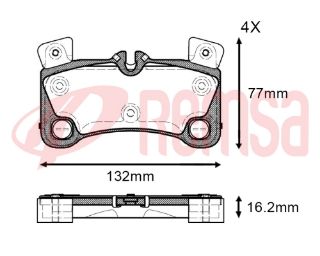 FREN BALATA ARKA PORSCHE CAYENNE (955) S4.8İ 16.20MM 2002-2010 / CAYENNE (955) S4.5İ V8 2002-2010 resmi