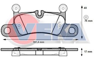 FREN BALATA ARKA VOLKSWAGEN TOUAREG (7P5) 3.0 TSI V6 17.00MM 2010-/ TOUAREG (7P5) 3.0 TDI 2010-/ PORSCHE CAYENNE 3.6İ 2010- resmi