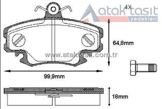 FREN BALATA ÖN RENAULT CLİO SYMBOL 1.2 18.00MM 1998-2005 / CLİO SYMBOL 1.4 1998-2005/ CLİO SYMBOL 1.5 DCI 1998-2005/ DACİA LOGAN 1.4 2004-2012/ LOGAN 1.5 DCI 2004-2012/ LOGAN 1.6 16V 2004-2012 resmi