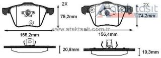 FREN BALATA ÖN VOLVO XC90 I 2.5 T 20.80-19.30MM 2002-2014 / VOLVO XC90 I 3.2İ 2002-2014 resmi