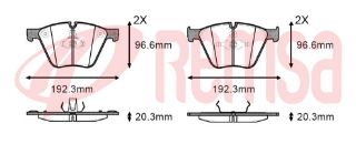 FREN BALATA ÖN BMW X5 (E70) XDRİVE 50İ 20.30MM 2007-2012/ X5 (E70) M 50 D 2007-2012/ X6 (E71,E72) XDRİVE 2008-/ X6 (E71,E72) M 50 D 2008- / 7 SERISI 750 İ 2009- resmi