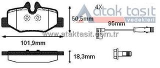 FREN BALATA ARKA FISLI MERCEDES VİTO (W639) 115 CDI 2003-2014 / VİTO (W639) 110 CDI 2003-2014 / VIANO (W639) 2.2 CDI 2003-2014 / VIANO (W639) 2.0 CDI 2003-2014 resmi