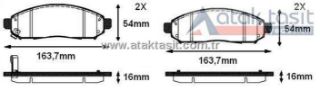 FREN BALATA ÖN İKAZLI TEL DELIKLI NİSSAN NAVARA (D40) 2.5 DCI 4WD 1.6MM 2005-2015 / NİSSAN PATHFİNDER (R51) 2.5 DCI 2005- resmi