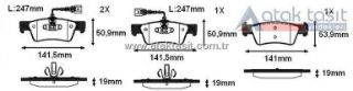 FREN BALATA ARKA FISLI 19MM VOLKSWAGEN TOUAREG (7LA,7L6,7L7) 2.5 R5 TDI - 3.0 V6 TDI - 3.2İ V6 2002-2010 resmi