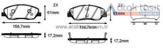 FREN BALATA ÖN İKAZLI SANTA FE 2.2 CRDI 2006-2012/ SANTA FE 2.7İ V6 2006-2012/ KİA SORENTO II 2.2 CRDI 2009-2015/ SORENTO II 2.0 CRDI 2009-2015/ KORANDO 2.0 E-XDI 2010- / ACTYON II 2.0 XDI 2011- resmi