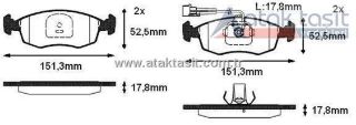FREN BALATA ÖN FISLI FIAT DOBLO (119,223) 1.2İ 2001-2010/ DOBLO 1.6 MJT 2001-2010/ PALİO 1.2İ 16V 1996-2005/ PALİO 1.4İ 1996-2005 resmi