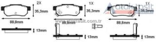FREN BALATA ARKA İKAZLI HONDA CİVİC IV 1.4İ 1987-1993/ CİVİC IV 1.5İ 1987-1993/ ACCORD IV (CB) 2.0İ 16V 1990-1993/ JAZZ IV (GK) 1.3 2016-/ ROVER 25 (RF) 1.6 16V 1999-2005/ ROVER 200 216 Sİ 1995-2000 resmi