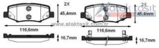 FREN BALATA FISLI ÖN FIAT TEMPRA 1.6İ 16.80MM 1992-1999 / TEMPRA 1.4İ 1992-1999 / TİPO 1.6İ 1990-2000 resmi