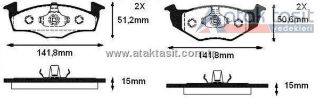 FREN BALATA ÖN VW POLO 1.4 1994-1999/ 1.4 TDI 1994-1999/ GOLF III 1.4İ 1991-1999/ GOLF III 1.6İ 1991-1999/ POLO 1.4 1999-2001/ POLO 1.4 TDI 1999-2001/ POLO CLASSIC 1.4 1995-2001 resmi