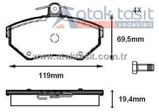 FREN BALATA ÖN VW PASSAT 1.6 1996-2000/ PASSAT 1.9 TDI 1996-2000/ PASSAT 1.8 T 1996-2000/ AUDI A4 1.6 1994-2001/ A4 1.8 1994-2001/ A4 1.9 TDI 1994-2001/ resmi