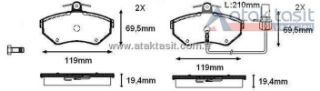 FREN BALATA ÖN FISLI VW PASSAT 1.6 1996-2000/ PASSAT 1.9 TDI 1996-2000/ PASSAT 1.8 T 1996-2000/ AUDI A4 1.8 T 2004-2008/ A4 1.9 TDI 2004-2008/ A4 2.0 TFSI 2004-2008/ A4 2.0 TDI 2004-2008 resmi